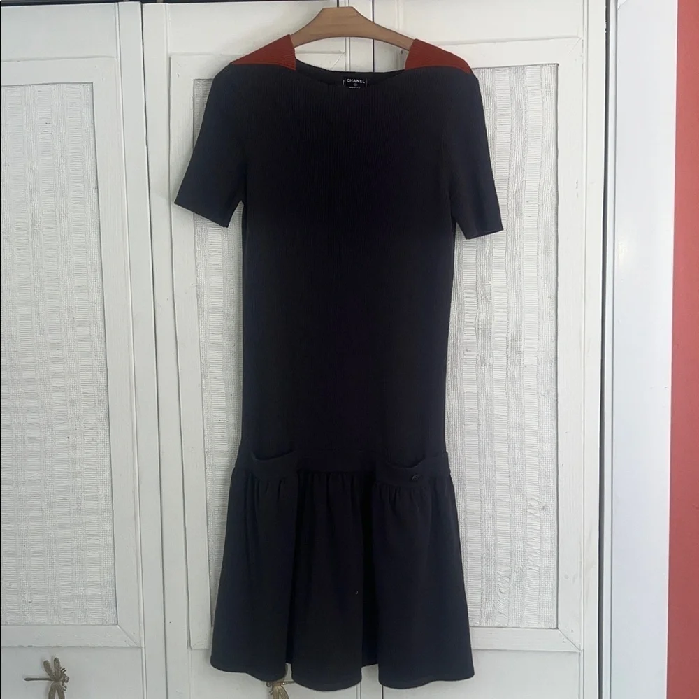CHANEL Black Short Sleeve Dress